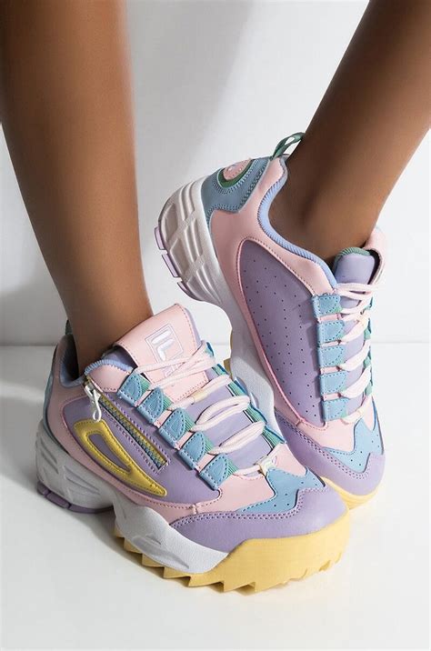 Side View Fila Womens Disruptor 3 Zip In Retro Multi Colors in Pink ...