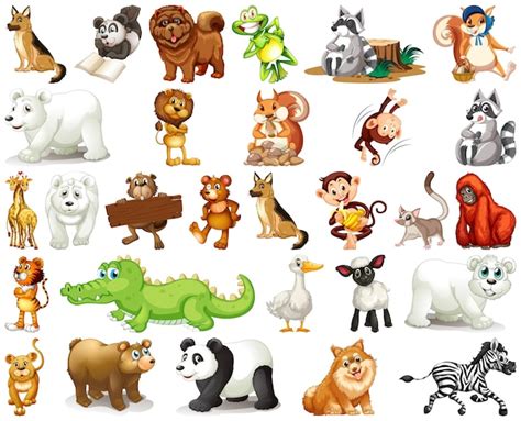 Free Vector | Set of animal cartoon character