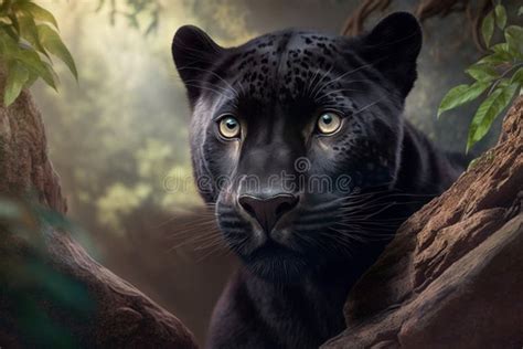 A Black Panther in Its Natural Habitat, AI Generated Stock Illustration ...