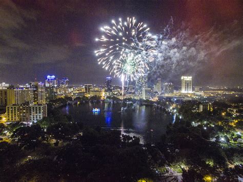 July 4th Fireworks at Lake Eola. Orlando, Florida