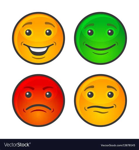 Color smiley face icons set vector image on VectorStock in 2020 | Smiley face icons, Face icon ...