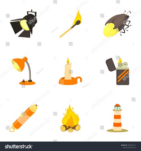 Luminous Objects Icons Set Cartoon Set Stock Illustration 1086229151 ...