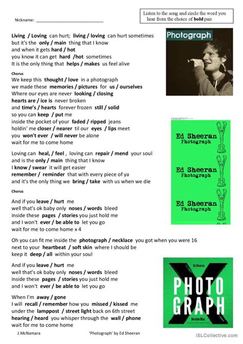 Ed Sheeran Lyrics Photograph