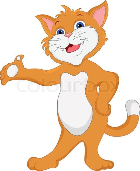 Cute cat cartoon waving | Stock Vector | Colourbox