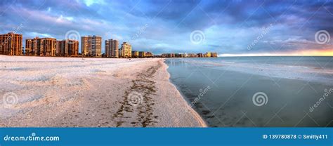 Sunset and Clouds Over the Calm Water of Tigertail Beach on Marco ...