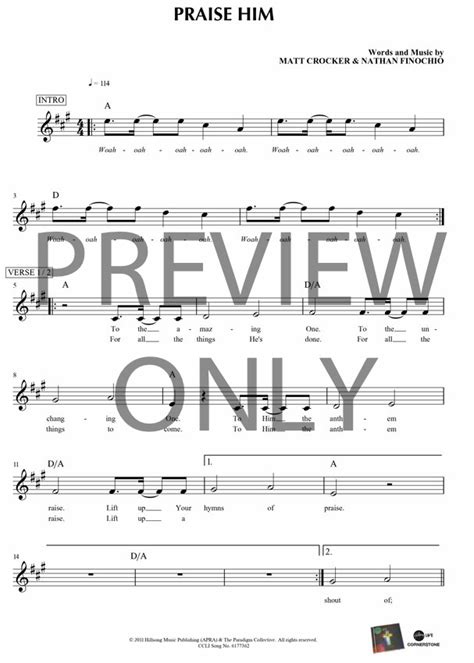 Praise Him Lead Sheet, Lyrics, & Chords | Hillsong Worship | WorshipHouse Media