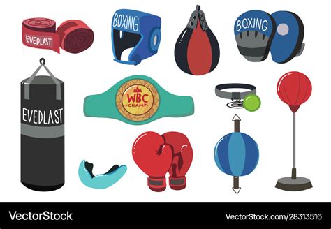 Boxing equipment tools set box accessories Vector Image