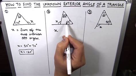 How to find the exterior angle of a triangle / Exterior angle of a ...