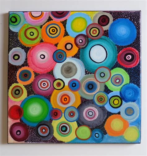 Abstract Circle Acrylic Painting on Canvas 12x12 Original