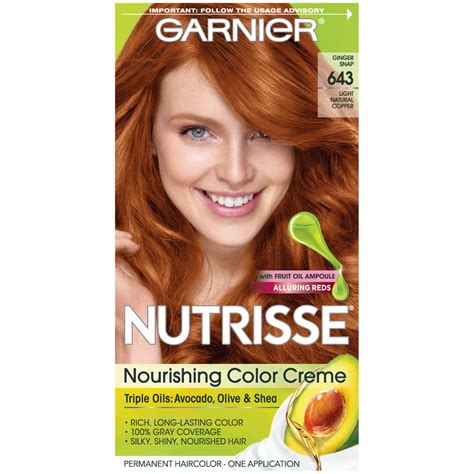 Garnier Nutrisse Permanent Hair Color, 643 Light Natural Copper ...