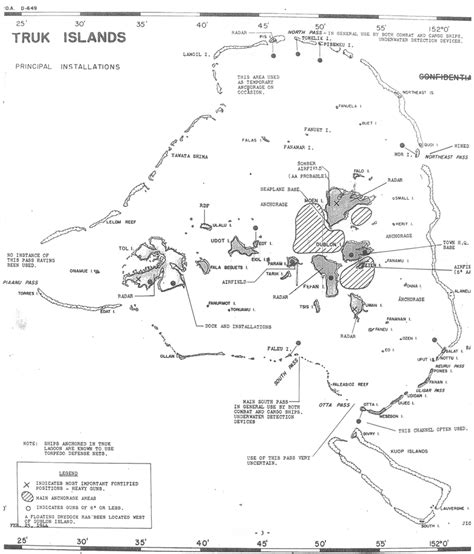 Chuuk Lagoon showing the three main anchorage areas for Japanese ships ...