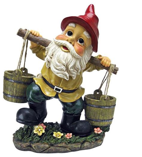 Design Toscano Gnome with Two Buckets Home Garden Gnome Statue Sculpture - Garden Statues And ...