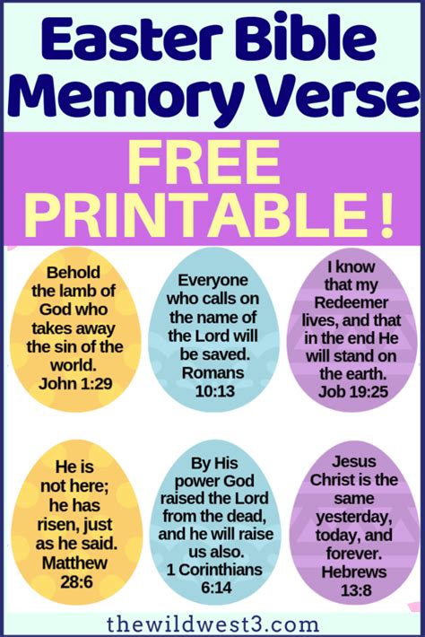 Easter Bible Verses for Kids - Free Printable Memory Verses – The Wild ...