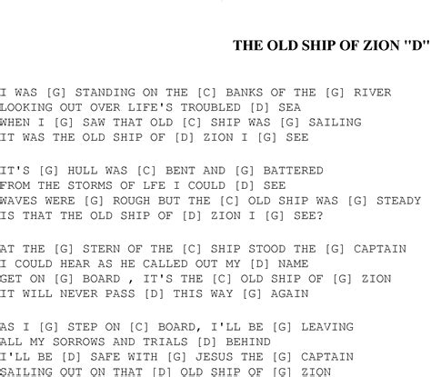 The Old Ship of Zion - Christian Gospel Song Lyrics and Chords