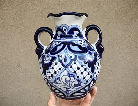 Mexican Vases Blue White Decor Bohemian Home, Talavera Pottery, Mexican Pottery, Boho Style