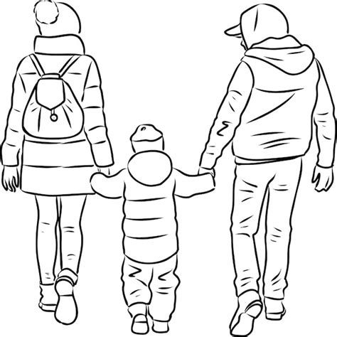 Premium Vector | Vector drawing of young parents with their child ...