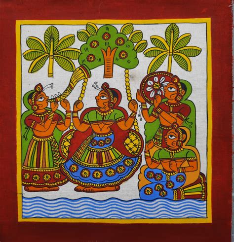 Queen in the Garden - Phad painting (8" x 8") - International Indian ...