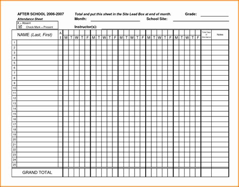 Attendance Roster Template