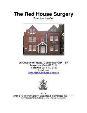 Red House Surgery - Fill Online, Printable, Fillable, Blank | pdfFiller