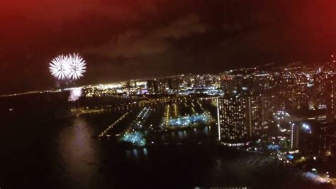 2014 4th of July Fireworks over Honolulu, Hawaii (aerial views from drone) - YouTube