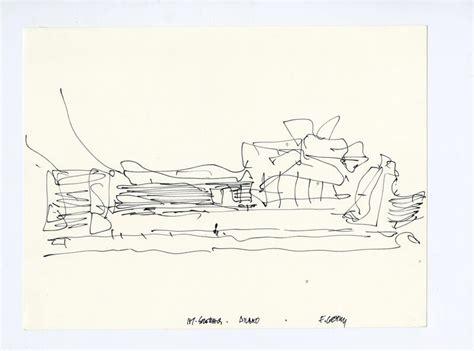 Frank Gehry | Guggenheim Museum Bilbao, design sketch of the riverfront elevation, Bilbao, Spain ...