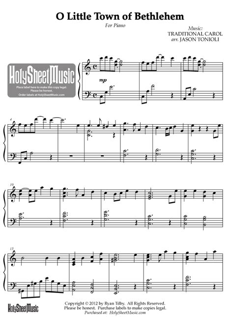 O Little Town of Bethlehem (Piano Solo - Tonioli) - Holy Sheet Music