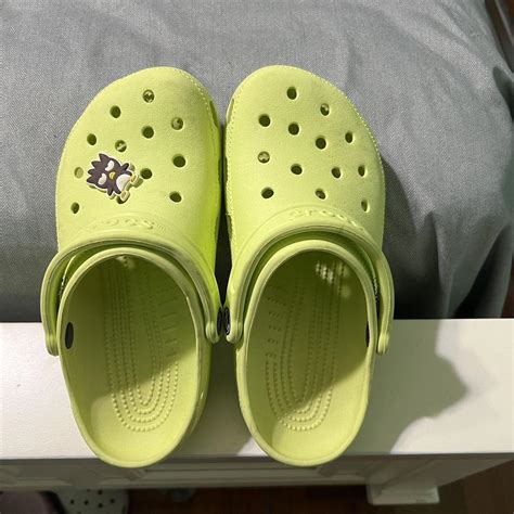 LIME GREEN CROCS Size M4 W6 Jibbit included Never... - Depop