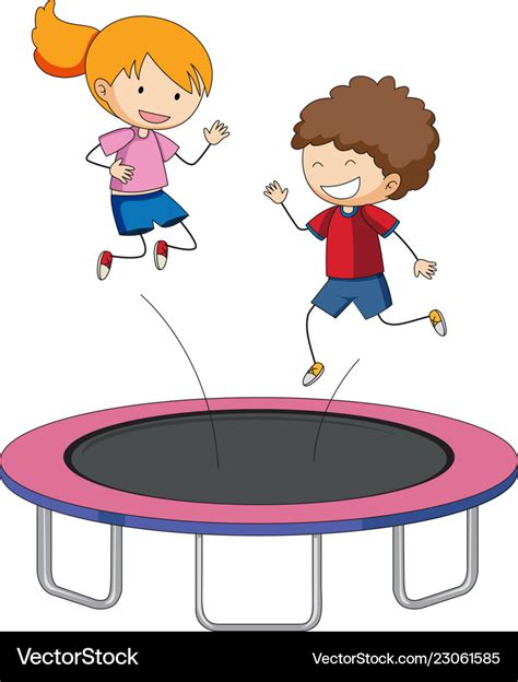 Children jumping on trampoline Royalty Free Vector Image