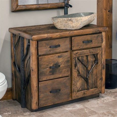 Woodland Creek's Log Furniture Place | Rustic vanity, Primitive bathrooms, Rustic bathrooms