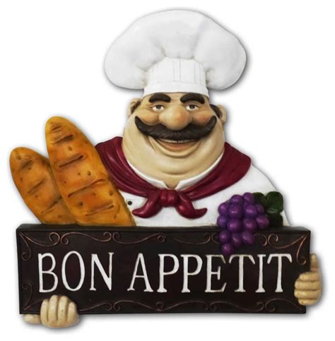 Chef Kitchen Statue Bon Appetit Wall Plaque Wall Art Decor - Traditional - Home Decor - by Table ...