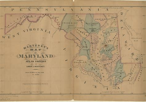 Map of Maryland, Atlas Edition, c.1865 | University of maryland ...