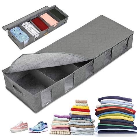 1/2pcs Foldable Clothes Storage Bags Under Bed Storage Containers Space ...