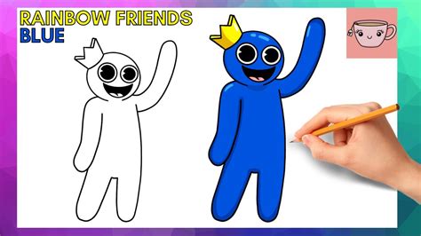 How To Draw Blue (Smiling) from Roblox Rainbow Friends | Cute Easy Step ...