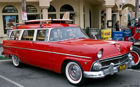 Red & white, 1955 Ford Customline 4-door wagon #love #musthave #cars | Station wagon, Wagon, Ford