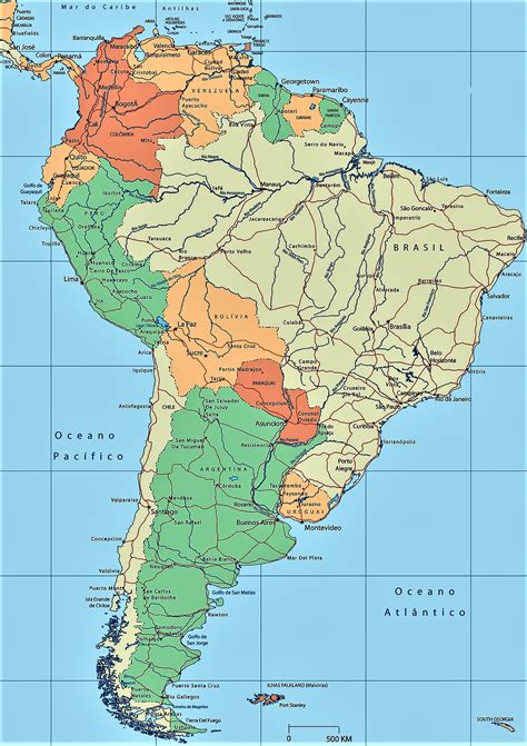 【Mapa América del Sur】🥇 | Mapas de Sudamérica / Suramérica