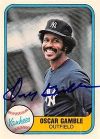 Oscar Gamble autographed Baseball Card (New York Yankees, FT) 1981 ...