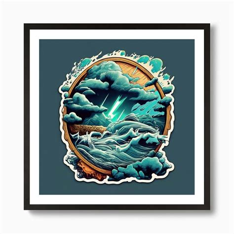 Ocean Storm With Large Clouds And Lightning 1 Art Print by Hasnany 33 - Fy