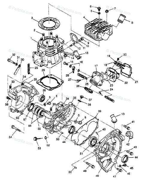 Polaris ATV 1996 OEM Parts Diagram for Crankcase & Cylinder Xplorer ...