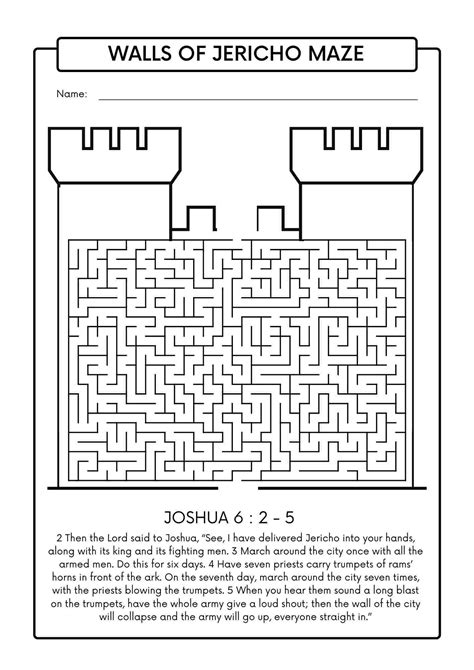 The Walls of Jericho Castle Maze - Free Bible Worksheets