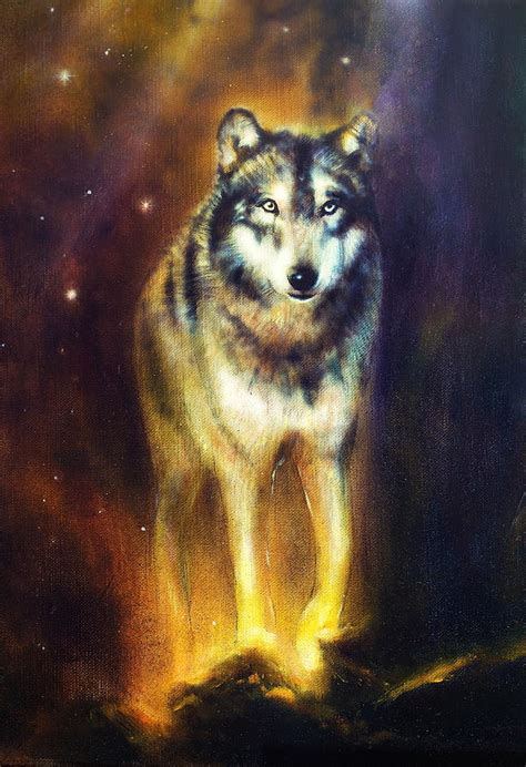 Wolf portrait Painting by Jozef Klopacka - Pixels