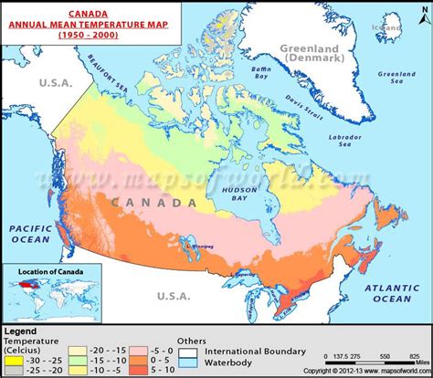 Canada Mean Annual Temperature Map | Map, Canada, Biomes