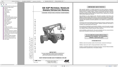 JLG-Gradall TeleHandler G6-42P Operators Service & Parts Manuals