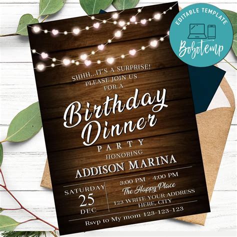 Printable Surprise Birthday Dinner Invitation Instant Download ...