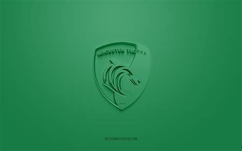 Leicester Tigers, creative 3D logo, green background, Premiership Rugby ...