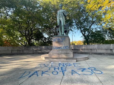 ‘Land Back!’: Lincoln statue defaced on North Side | WGN-TV