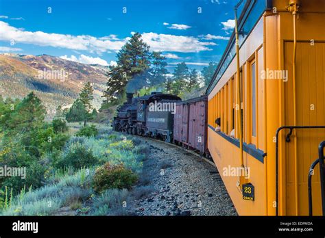 Historic Durango & Silverton Narrow Gauge Railroad train on route ...