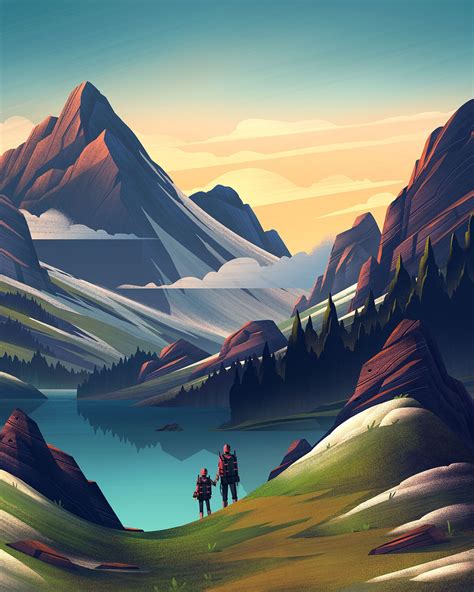 Illustration for REI | Landscape artwork, Landscape illustration, Scenic landscape