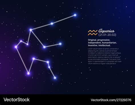 Aquarius zodiacal constellation with bright stars Vector Image