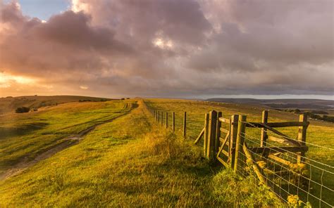 West Sussex, England, landscape, grass, fence, farm, sheep wallpaper | nature and landscape ...