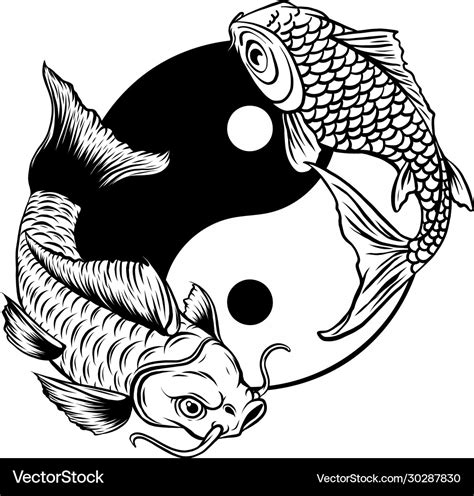 Yin yang koi fish art Royalty Free Vector Image